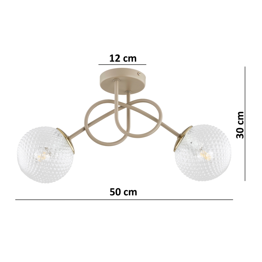 Brilagi - Plafondlamp STELLA 2xE27/60W/230V beige/goud