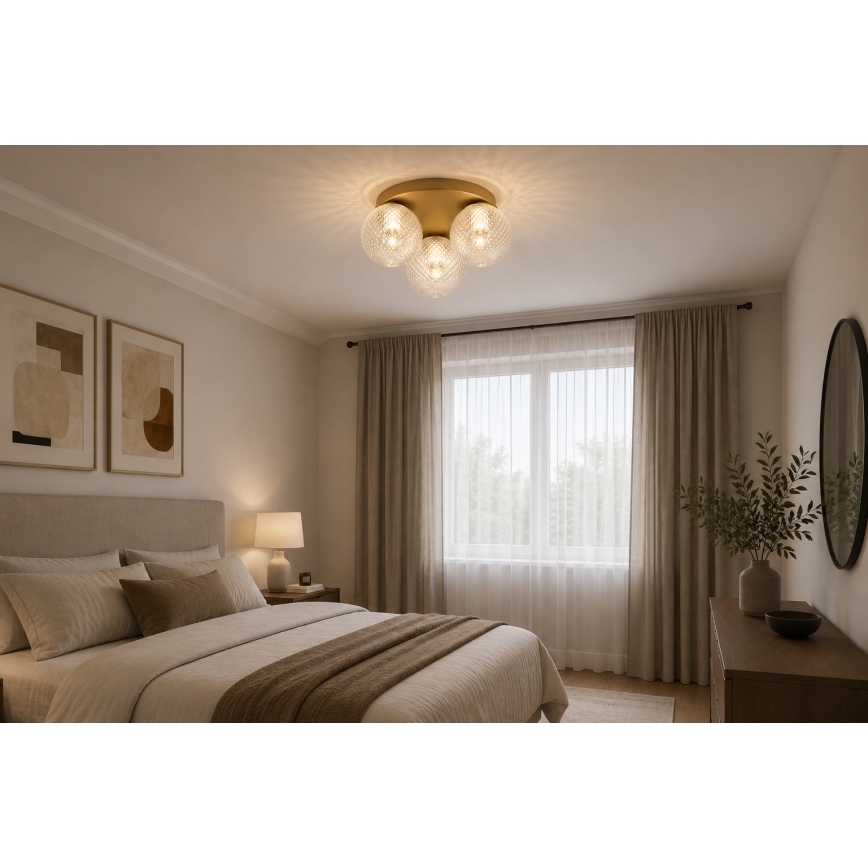 Brilagi - Plafondlamp STELLA 3xE27/60W/230V Ø 35 cm beige/goud