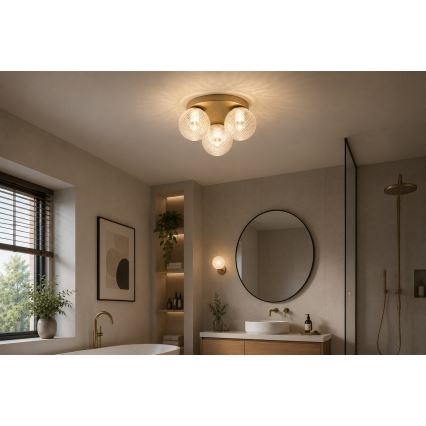Brilagi - Plafondlamp STELLA 3xE27/60W/230V Ø 35 cm beige/goud