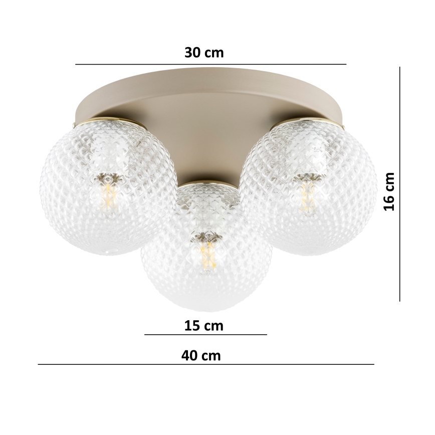 Brilagi - Plafondlamp STELLA 3xE27/60W/230V Ø 35 cm beige/goud