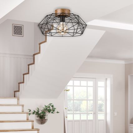 Brilagi - Plafondlamp WOODY BASKET 1xE27/60W/230V Ø 40 cm, eiken/walnoot