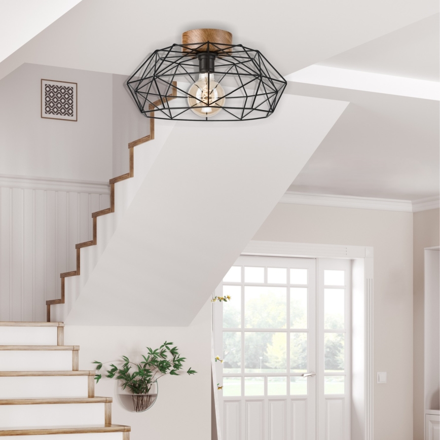 Brilagi - Plafondlamp WOODY BASKET 1xE27/60W/230V Ø 40 cm, eiken/walnoot