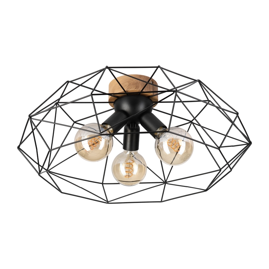 Brilagi - Plafondlamp WOODY BASKET 3xE27/60W/230V Ø 60 cm eiken