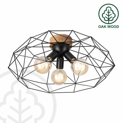 Brilagi - Plafondlamp WOODY BASKET 3xE27/60W/230V Ø 60 cm eiken