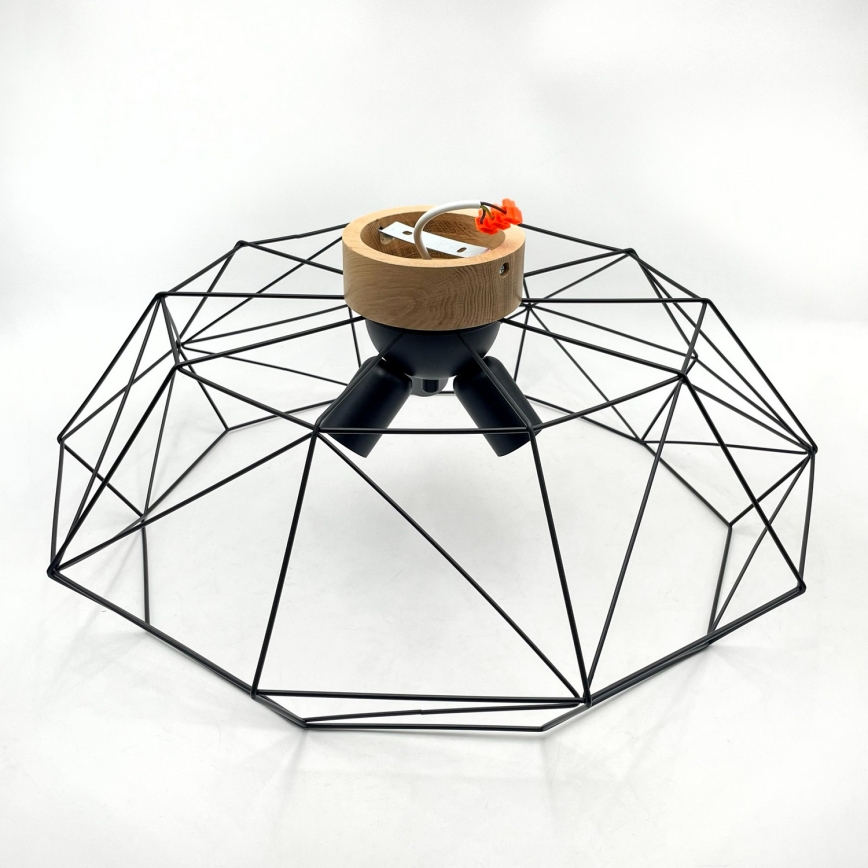 Brilagi - Plafondlamp WOODY BASKET 3xE27/60W/230V Ø 60 cm eiken