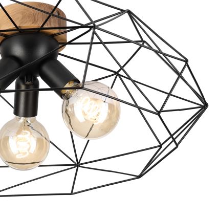 Brilagi - Plafondlamp WOODY BASKET 3xE27/60W/230V Ø 60 cm eiken