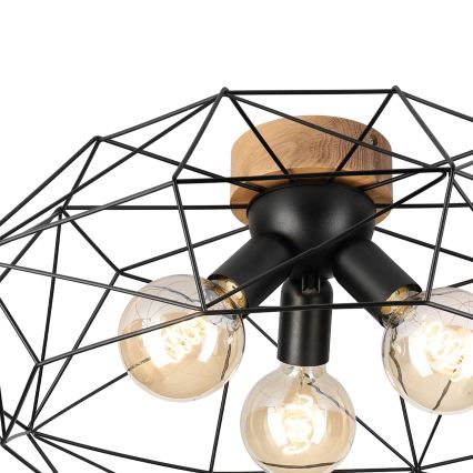 Brilagi - Plafondlamp WOODY BASKET 3xE27/60W/230V Ø 60 cm eiken