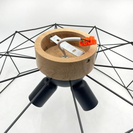 Brilagi - Plafondlamp WOODY BASKET 3xE27/60W/230V Ø 60 cm eiken