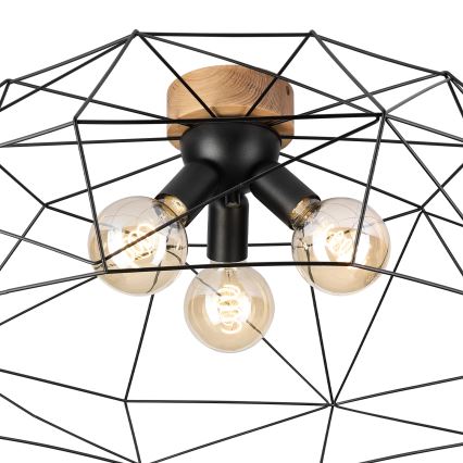 Brilagi - Plafondlamp WOODY BASKET 3xE27/60W/230V Ø 80 cm eiken