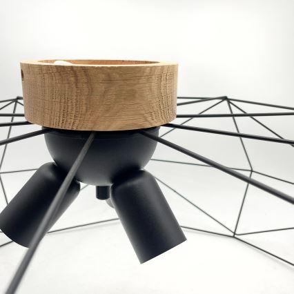 Brilagi - Plafondlamp WOODY BASKET 3xE27/60W/230V Ø 80 cm eiken