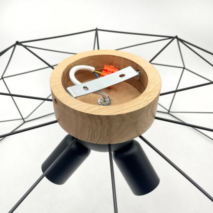 Brilagi - Plafondlamp WOODY BASKET 3xE27/60W/230V Ø 80 cm eiken