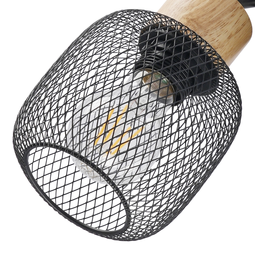 Brilagi - Plafondspot BASKLITE 3xE27/15W/230V rubberhout/zwart