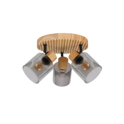 Brilagi - Plafondspot HYGGE 3xE14/15W/230V hout/gerookt glas