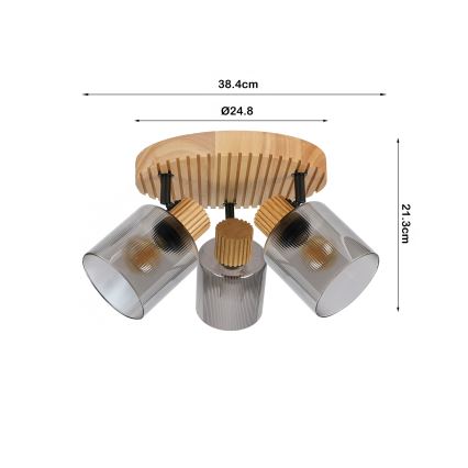Brilagi - Plafondspot HYGGE 3xE14/15W/230V hout/gerookt glas
