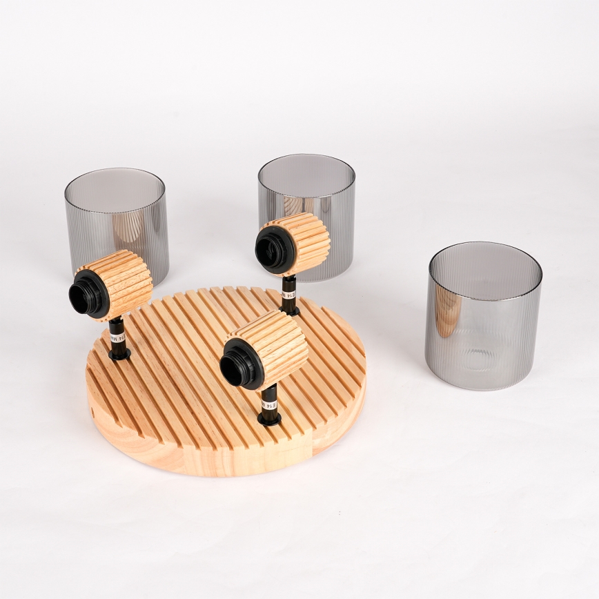 Brilagi - Plafondspot HYGGE 3xE14/15W/230V rubberhout/gerookt