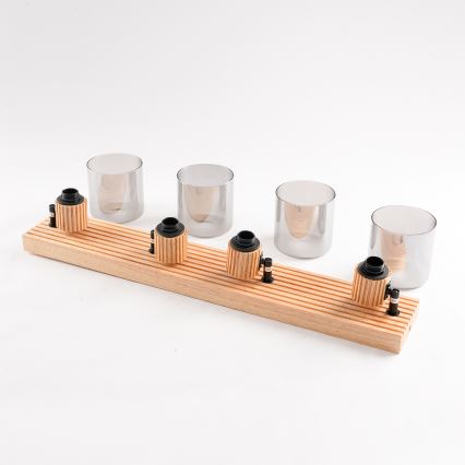 Brilagi - Plafondspot HYGGE 4xE14/15W/230V hout/gerookt glas