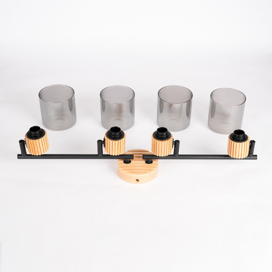 Brilagi - Plafondspot HYGGE 4xE14/15W/230V hout/gerookt