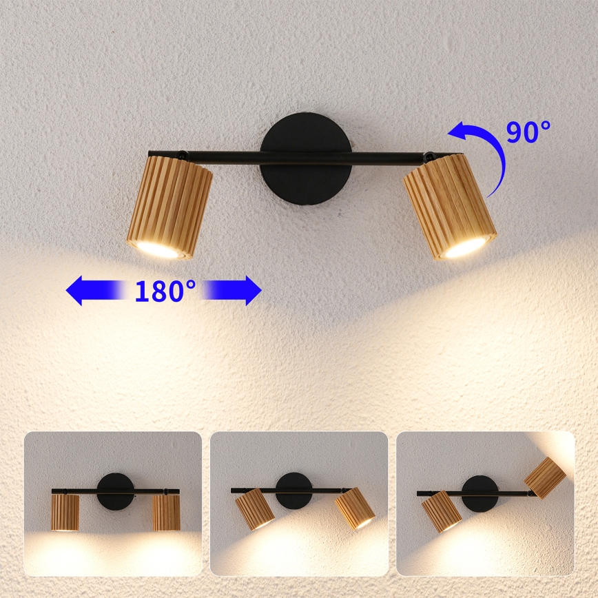 Brilagi - Plafondspot MODERN WOOD 2xGU10/8W/230V hout/zwart