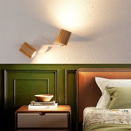 Brilagi - Plafondspot MODERN WOOD 2xGU10/8W/230V rubberhout/wit