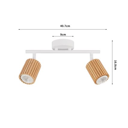 Brilagi - Plafondspot MODERN WOOD 2xGU10/8W/230V rubberhout/wit