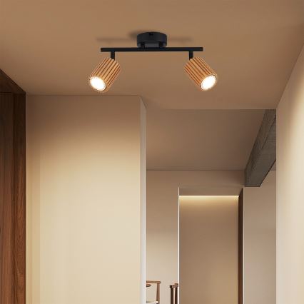 Brilagi - Plafondspot MODERN WOOD 2xGU10/8W/230V rubberhout/zwart