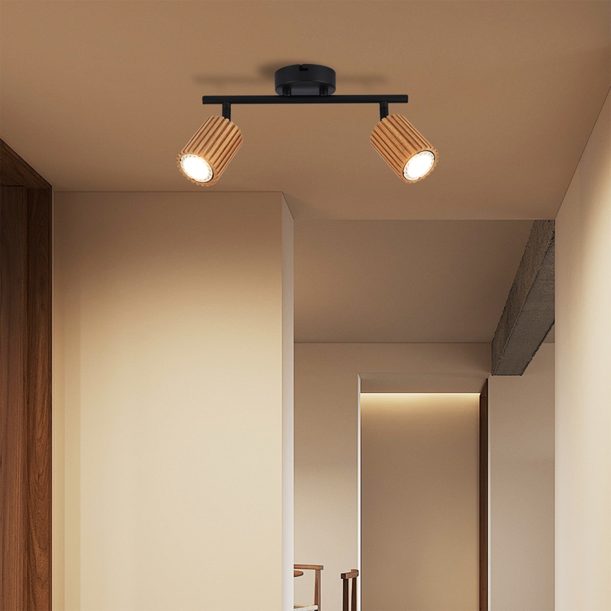 Brilagi - Plafondspot MODERN WOOD 2xGU10/8W/230V rubberhout/zwart