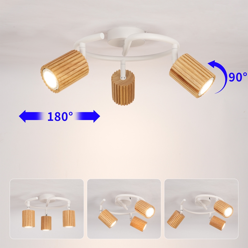 Brilagi - Plafondspot MODERN WOOD 3xGU10/8W/230V hout/wit