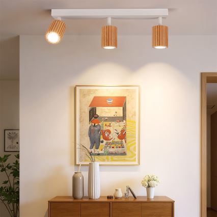Brilagi - Plafondspot MODERN WOOD 3xGU10/8W/230V hout/wit