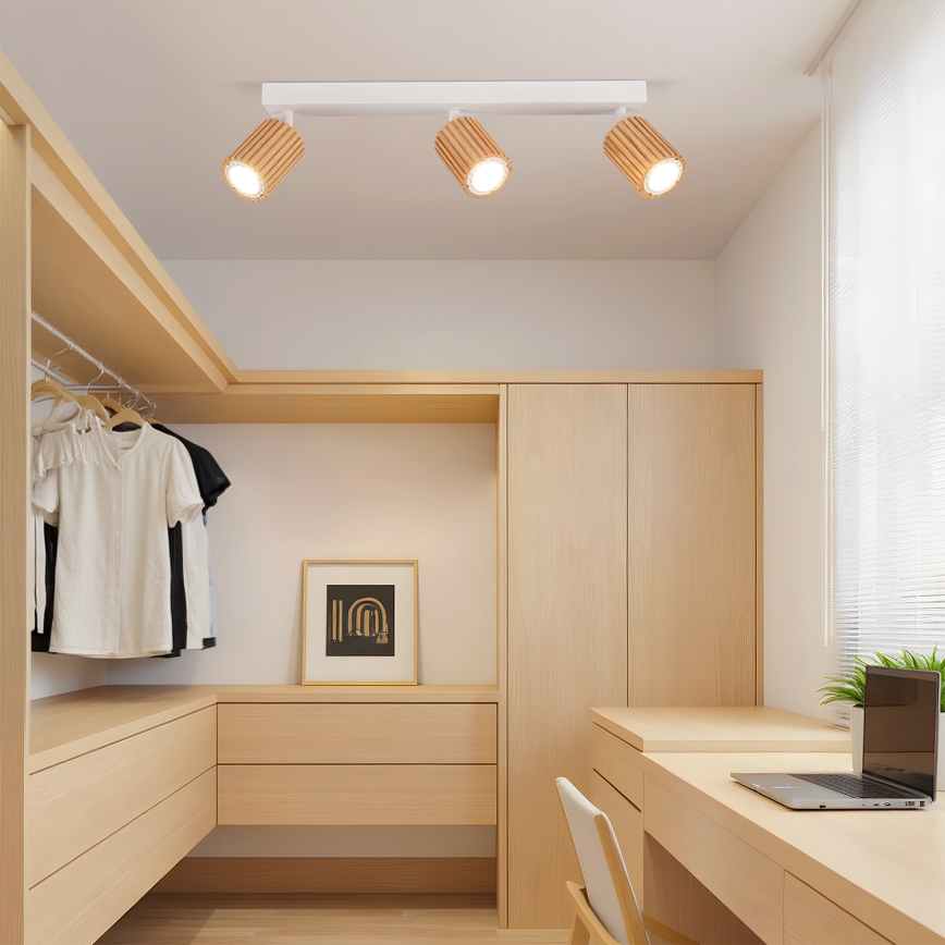Brilagi - Plafondspot MODERN WOOD 3xGU10/8W/230V hout/wit