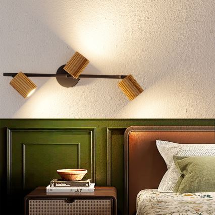 Brilagi - Plafondspot MODERN WOOD 3xGU10/8W/230V hout/zwart