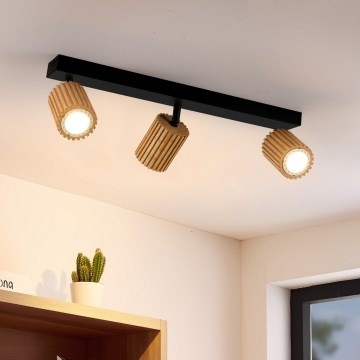 Brilagi - Plafondspot MODERN WOOD 3xGU10/8W/230V rubberhout/zwart