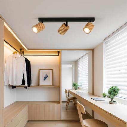 Brilagi - Plafondspot MODERN WOOD 3xGU10/8W/230V rubberhout/zwart