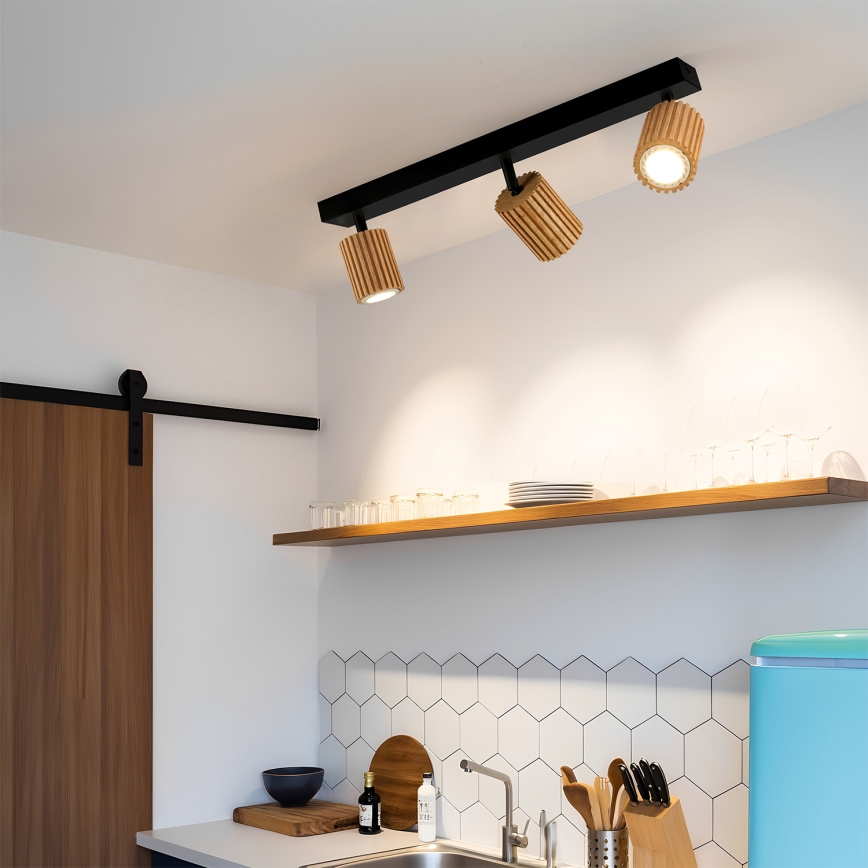 Brilagi - Plafondspot MODERN WOOD 3xGU10/8W/230V rubberhout/zwart