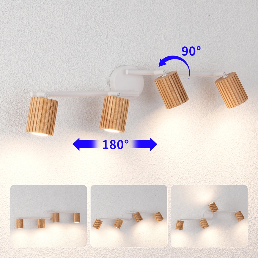 Brilagi - Plafondspot MODERN WOOD 4xGU10/8W/230V hout/wit
