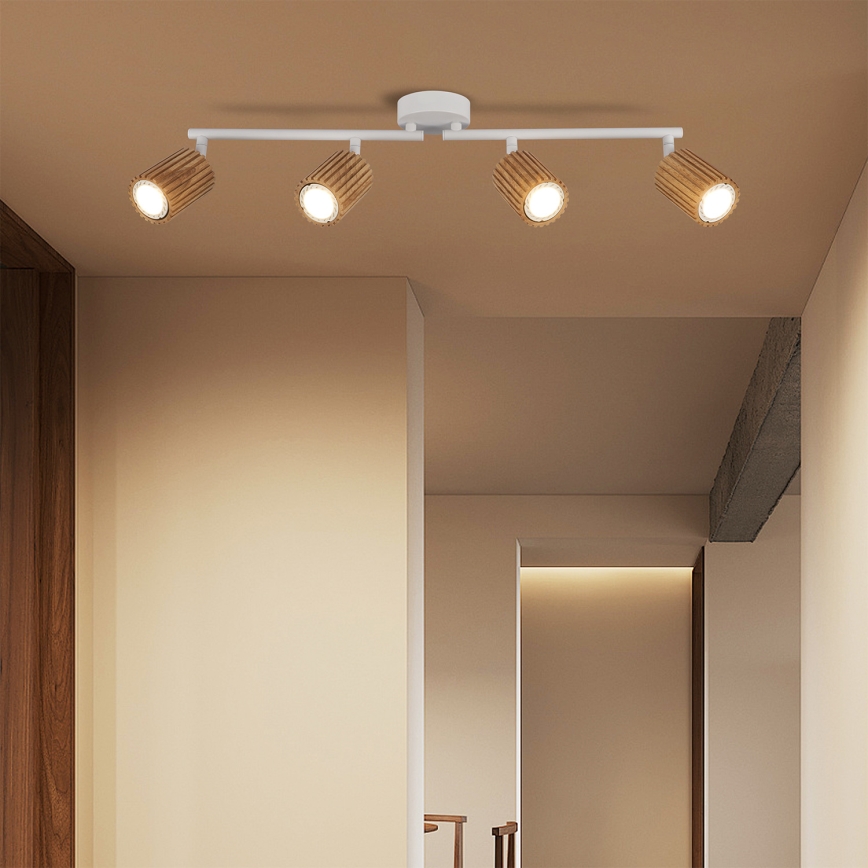 Brilagi - Plafondspot MODERN WOOD 4xGU10/8W/230V hout/wit