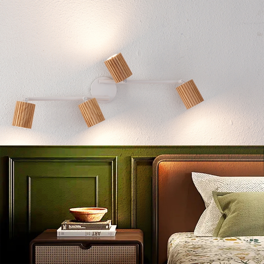 Brilagi - Plafondspot MODERN WOOD 4xGU10/8W/230V hout/wit