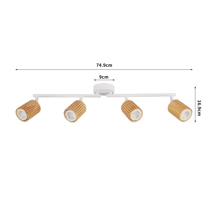 Brilagi - Plafondspot MODERN WOOD 4xGU10/8W/230V hout/wit