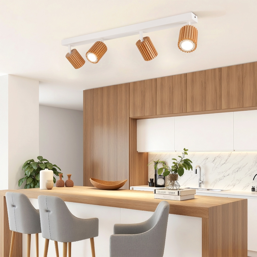 Brilagi - Plafondspot MODERN WOOD 4xGU10/8W/230V hout/wit