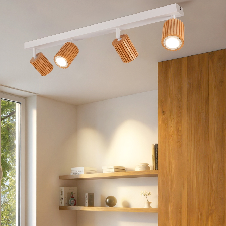Brilagi - Plafondspot MODERN WOOD 4xGU10/8W/230V hout/wit