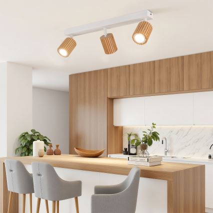 Brilagi - Plafondspot MODERN WOOD 4xGU10/8W/230V rubberhout/wit