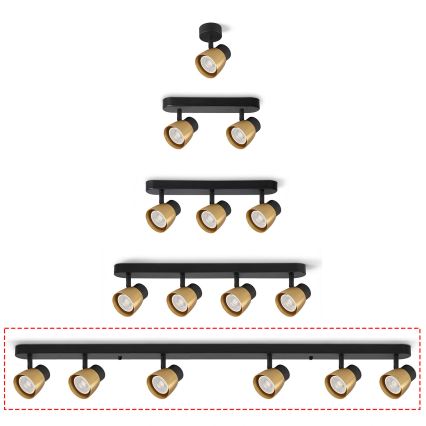 Brilagi - Plafondspot NUGGET 6xGU10/30W/230V zwart/goud