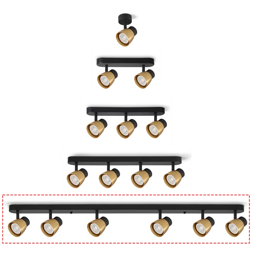 Brilagi - Plafondspot NUGGET 6xGU10/30W/230V zwart/goud