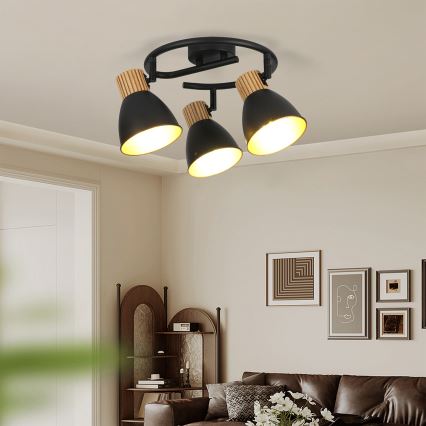 Brilagi - Plafondspot ODENSE 3xE14/10W/230V hout/zwart