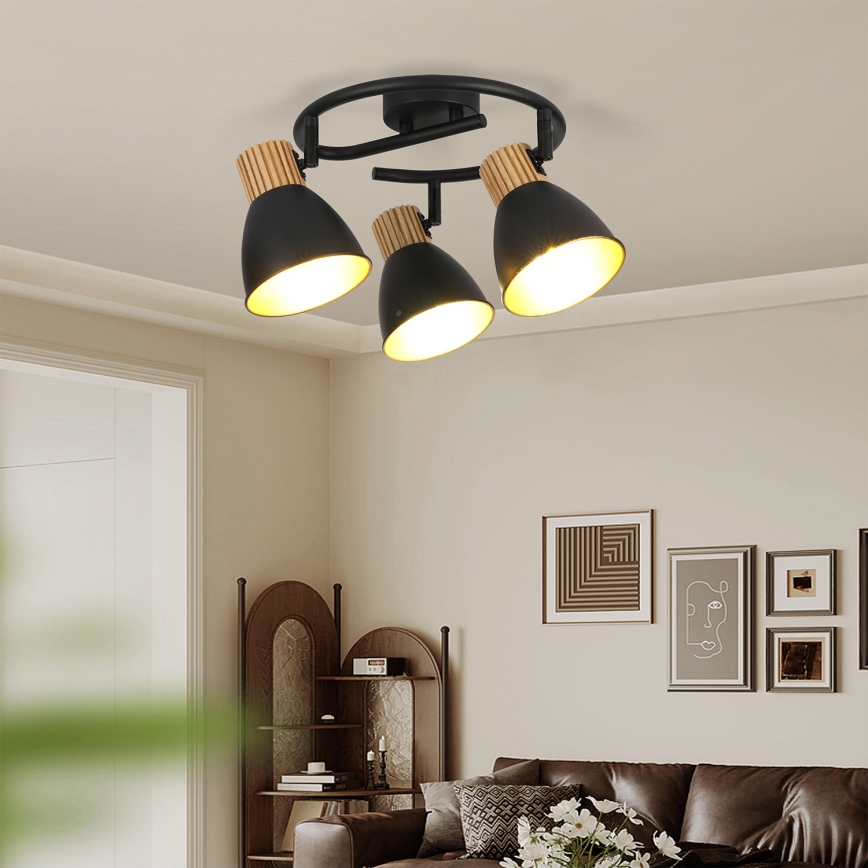 Brilagi - Plafondspot ODENSE 3xE14/10W/230V hout/zwart