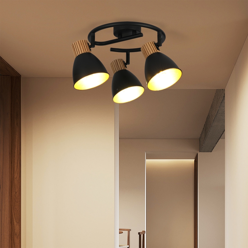 Brilagi - Plafondspot ODENSE 3xE14/10W/230V hout/zwart