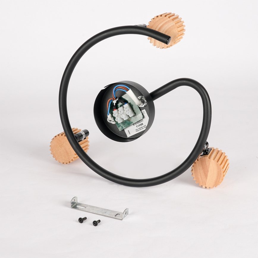 Brilagi - Plafondspot ODENSE 3xE14/10W/230V rubberhout/zwart