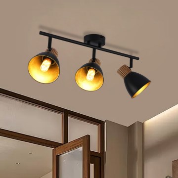 Brilagi - Plafondspot ODENSE 3xE14/10W/230V rubberhout/zwart
