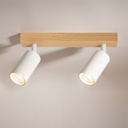 Brilagi - Plafondspot SELE 2xGU10/30W/230V wit/eiken decor