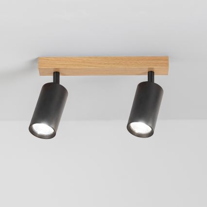 Brilagi - Plafondspot SELE 2xGU10/30W/230V zwart/eiken decor