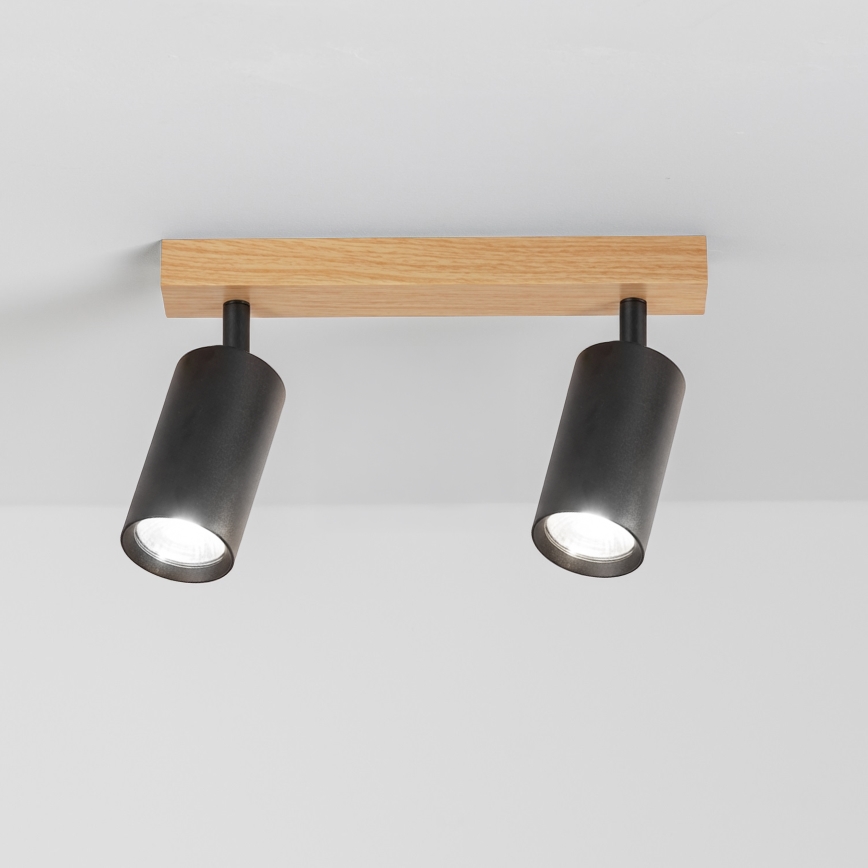 Brilagi - Plafondspot SELE 2xGU10/30W/230V zwart/eiken decor